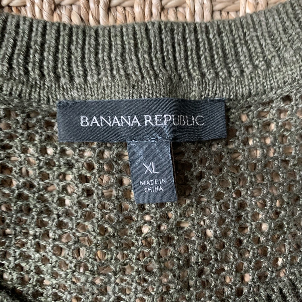 Banana Republic Olive Green Open Knit Sweater XL - Picture 3 of 6